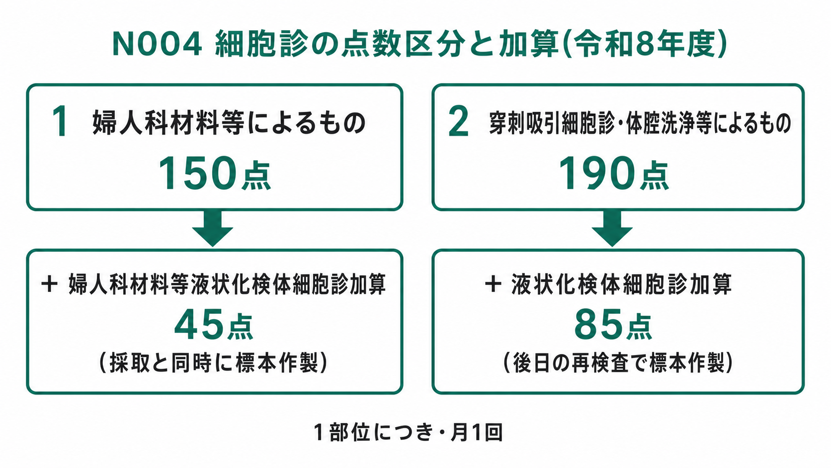 N004 細胞診の点数区分と加算(令和8年度)